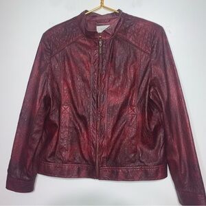 Erin London Deep Red Leather Jacket Large